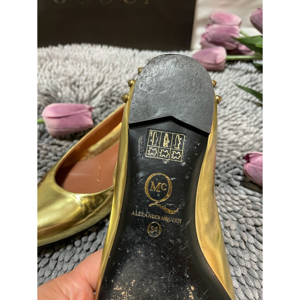 Alexander McQueen Metallic Gold Studded Flats - Picture 11 of 12